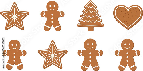 Festive christmas gingerbread cookie assortment holiday baking sweet treats collection vector