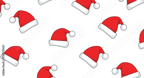 Christmas santa hats seamless pattern festive holiday celebration repeating design vector