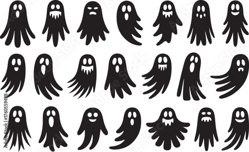 Ghost Silhouette Collection Scary Halloween Specter Character Phantom