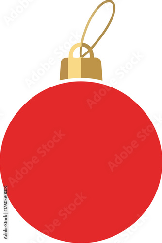 Bright red christmas ornament festive holiday decoration isolated shiny round bauble vector