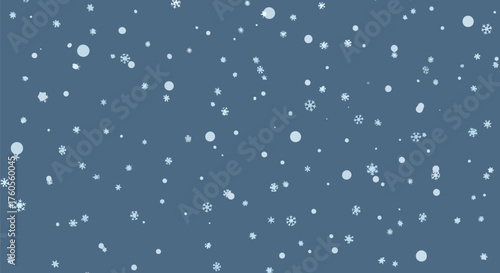 Winter snowfall pattern gentle falling snowflakes soft blue background festive atmospheric texture vector