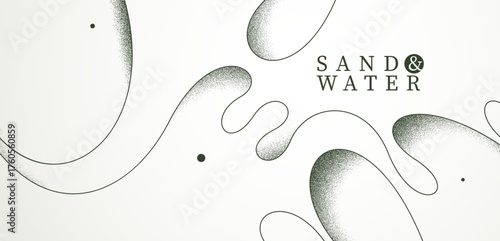 Seashore abstract linear vector background, ocean water and sand on waves calming and relaxing abstract art, curvy lines and textures minimal graphics.