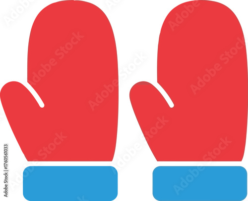 Cozy red winter mittens flat design icon warm handwear for cold weather protection vector