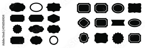 Decorative label designs in various shapes and sizes for crafting or branding purposes