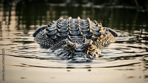  Crocodile duck in the water