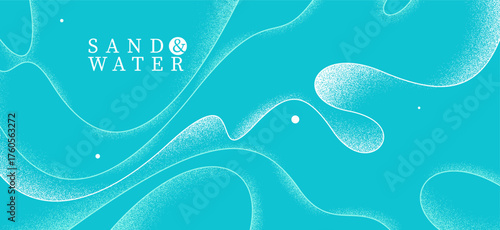 Relaxing seashore waves vector abstract background, linear curvy shaped outlines and textures art, calming and soothing ocean beach illustration wallpaper.