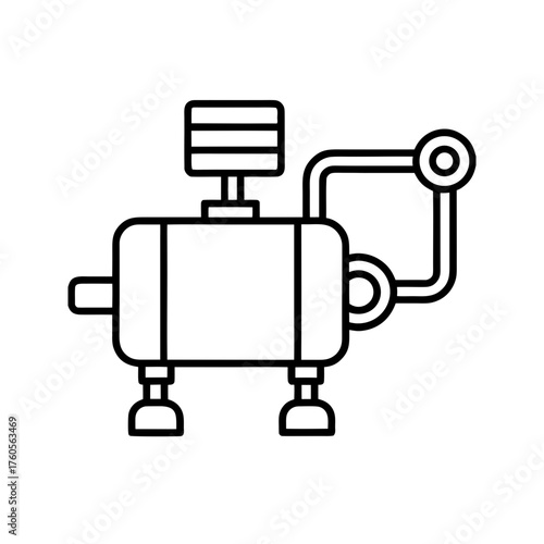 Outline illustration of a mechanical pump equipment on transparent background