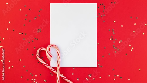 Christmas greeting postcard mockup with glitter