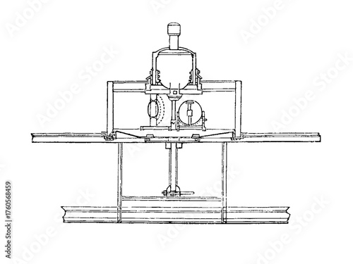 Erickson Gunboat Lifting Gun Turret, old vintage illustration, 1879