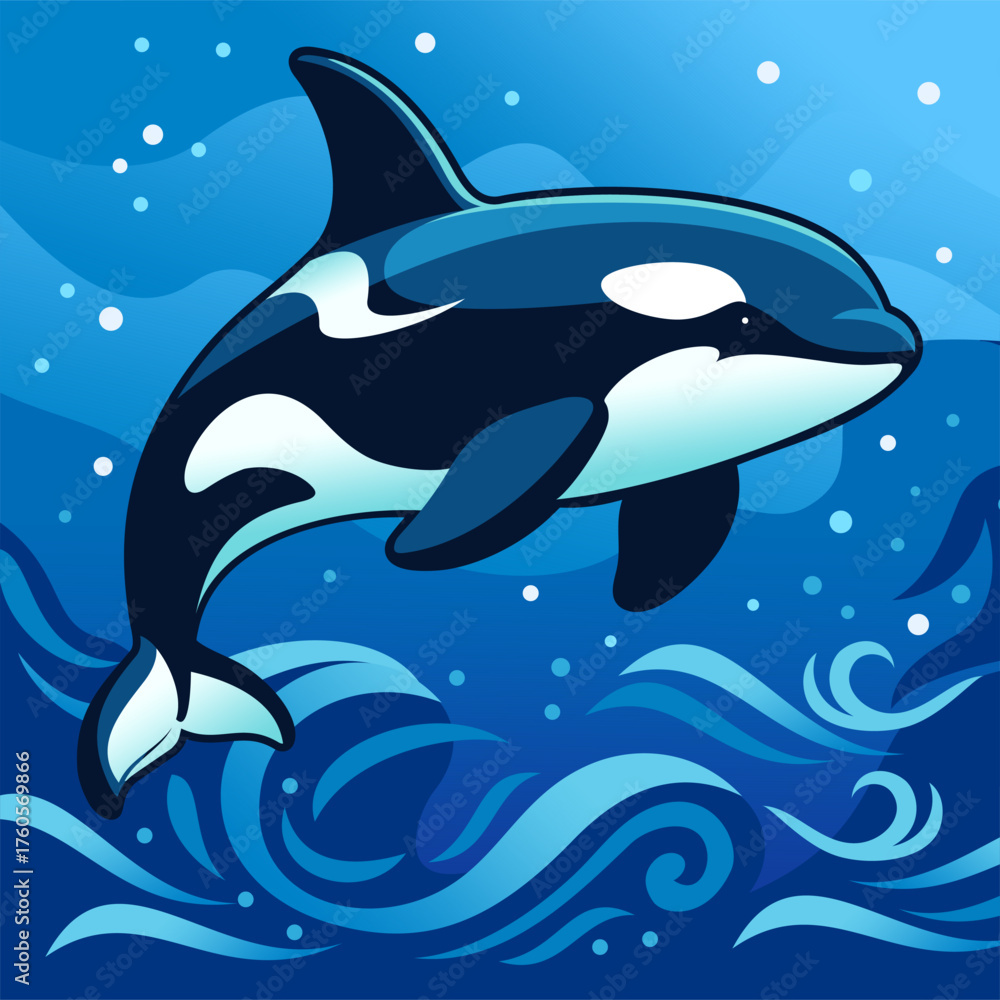 Fototapeta premium Orca logo vector illustration template of beauty animals