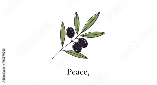 Peaceful Olive Branch Illustration Symbol of Tranquility and Harmony