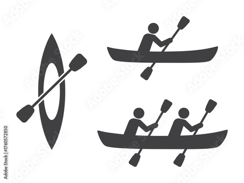 person on canoe kayak boat icon