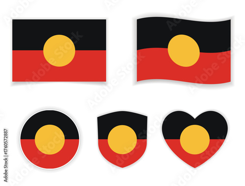 australian aboriginal national flag icon set