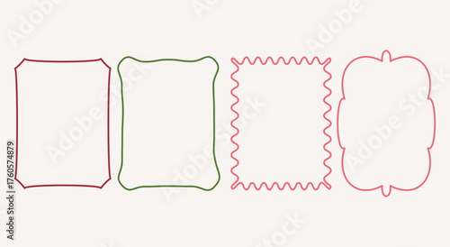 Vector art of collection of four decorative frames with unique borders