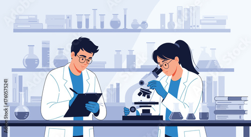 Scientists conduct research in a modern laboratory setting.