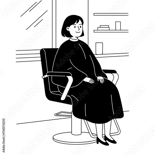 Icon of a smiling plus-sized woman sitting in a beauty salon chair