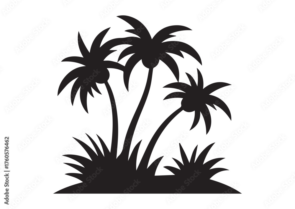 Fototapeta premium Shows a desert oasis with palm trees and grass growing Vector