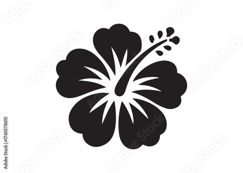 Hibiscus flower icon, Hibiscus flower solid vector