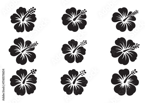 Hibiscus flower icon, Hibiscus flower solid vector