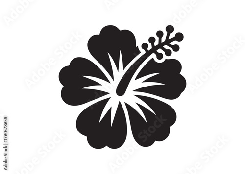 Hibiscus flower icon, Hibiscus flower solid vector