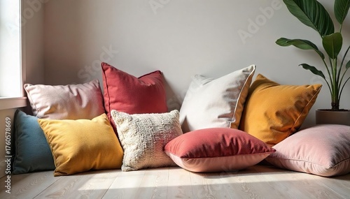 Cozy Colorful Cushions A Relaxing Arrangement for Floor or Sofa Seating