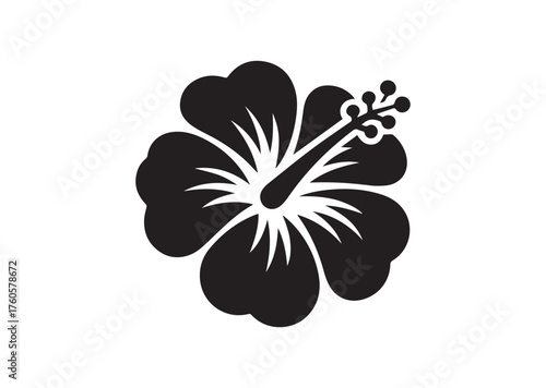 Hibiscus flower icon, Hibiscus flower solid vector