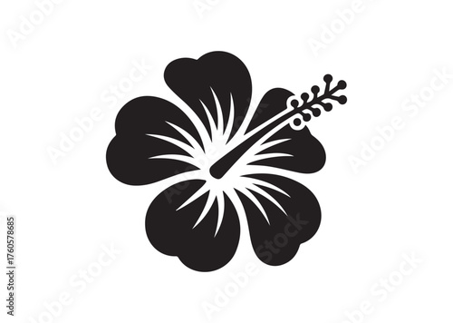 Hibiscus flower icon, Hibiscus flower solid vector