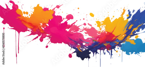 Dynamic Flowing Watercolor Splash with Multicolored Pigments and Motion Blur Effect Creating a Lively Artistic Abstract Background Design