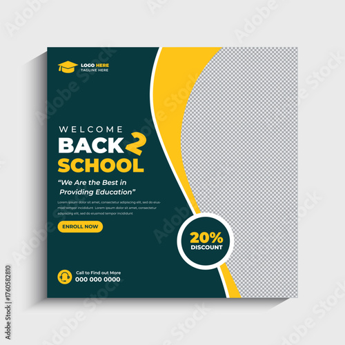 Back to School Admission Social Media Instagram Post Template