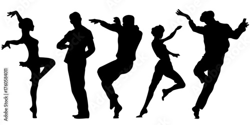 Diverse dancers showcase ballet hip hop contemporary and more in dynamic silhouette poses group performance silhouette