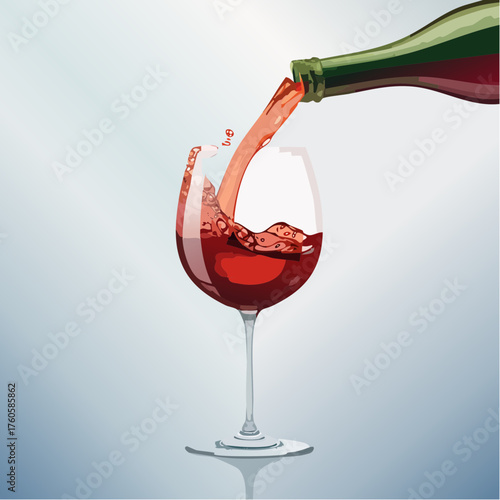 Ein Glas mit rotem Wein wird  eingeschenkt