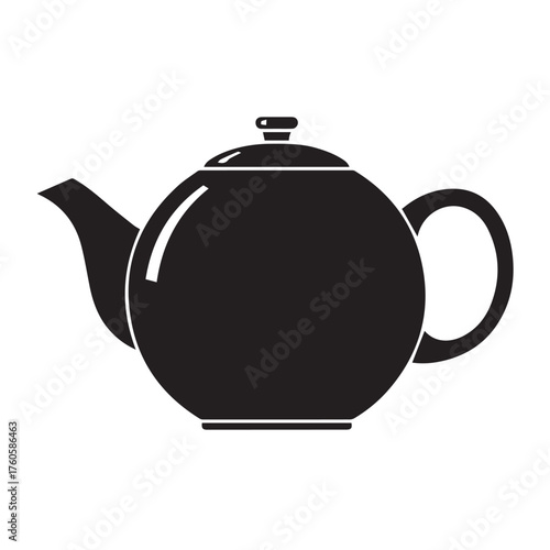 Elegant Black Teapot Silhouette for Hot Beverage Serving.