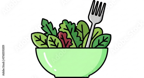 Fresh salad in bowl healthy eating, vegetarian food, diet, and nutrition concept green salad with fork and various vegetables