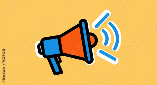 A vibrant megaphone illustration against a sunny yellow backdrop, perfect for announcements, promotions, and amplifying your message with a pop of color
