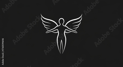 Silhouette of angel with wings on abstract vector illustration of spiritual being symbol of hope, faith, and protection