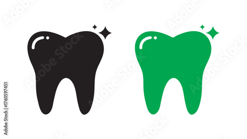 Clean sparkling tooth icon representing dental hygiene and Vector, Graphics	