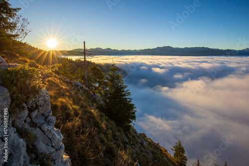 Sunrise with autumnal cloud inversion