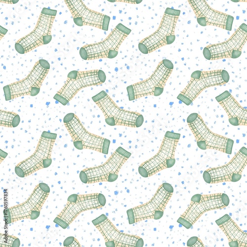 seamless pattern with christmas socks and snow