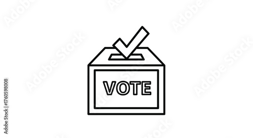 Simple line drawing of a ballot box with the word vote inside