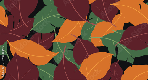 Autumn leaves pattern with a variety of colors and textures.