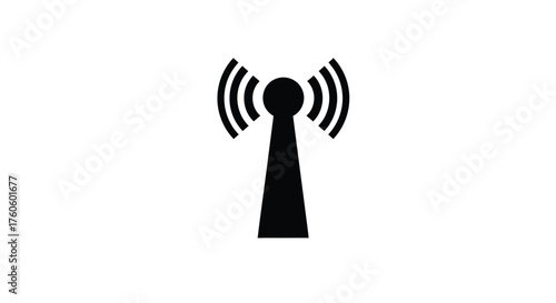 Simple black silhouette of a wireless signal icon against white background