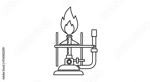 Simple black and white illustration of a vintage oil lamp with a flame