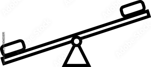 a black and white illustration of a seesaw, simple, vector art