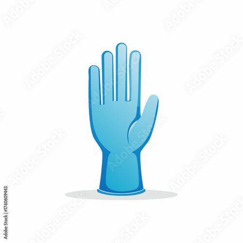 Bright blue rubber glove image for sanitation safety and hygiene illustration