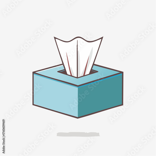 Box of tissues cartoon illustration used to wipe face from cold and flu season