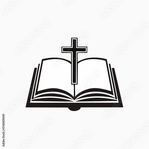 Christian Symbolism: Open Bible with Cross Representing Faith and Spirituality