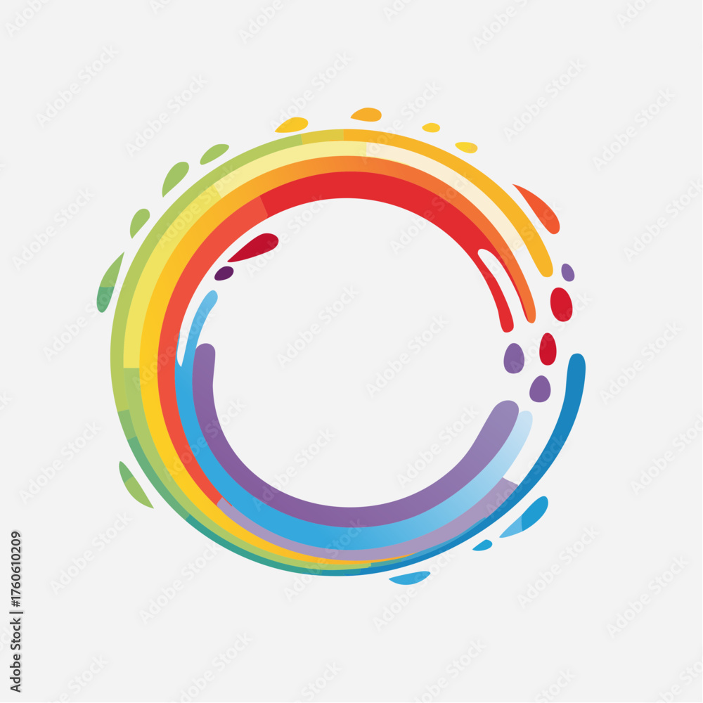 Obraz premium Colorful rainbow circle splash frame illustration for creative design projects