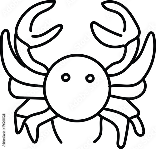 Simple Outline Vector Icon of a Crab or Cancer Zodiac Sign Marine Life Symbol

