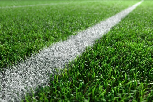 Close up of green grass and a white line