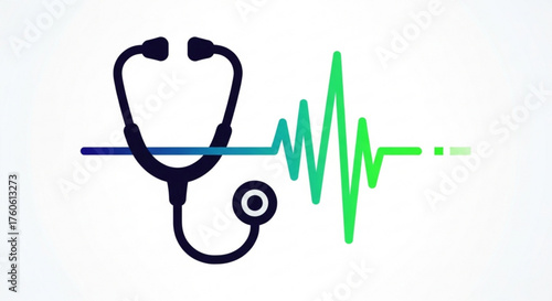 Stethoscope with heartbeat line medical equipment for listening to the heart or lungs doctor tool for patient examination